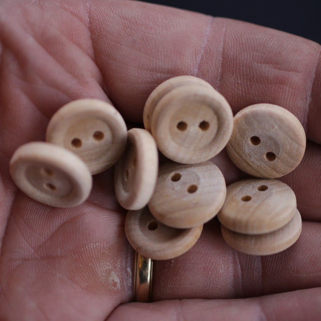 Wooden Buttons, 8 mm, 2 Holes, 50 pc